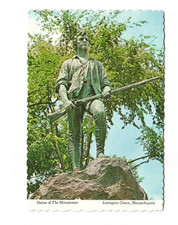 Statue of Minuteman Lexington Green MA vintage postcard unposted picture