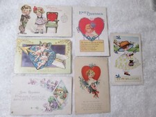 6 EMBOSSED Postcards VALENTINES DAY Antique 1908 - 1920s picture