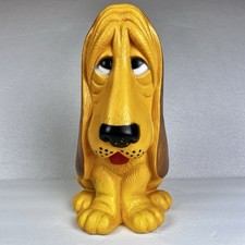 Vtg 1970s AXELROD Sad Bassett Hound Dog Vinyl Coin Piggy Bank My Toy Inc picture