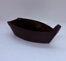 Vintage 1960s Cast Iron Metal Boat Shaped Bowl Tray Trinket 6” Art Decor BB picture