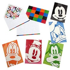 VTG DISNEY MICKEY, MINNIE & FRIENDS FACE PORTRAIT NOTE CARD SET NEW NIB SEALED picture