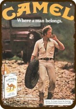 1981 CAMEL CIGARETTES Camel Man Jeep Vintage-Look DECORATIVE REPLICA METAL SIGN picture