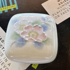 Vintage Otagiri Ceramic Square Trinket Box Hand Painted Made in Japan 2