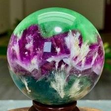383G Rare high-quality natural snowflake feather crystal ball therapeutic ball picture