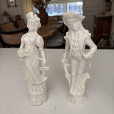Vintage Blanc De Chine man / women pair of Figurines 8” picture
