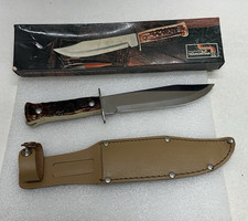 Tramontina INOX Stainless Brasil Fixed Blade Hunting Knife with Leather Sheath picture