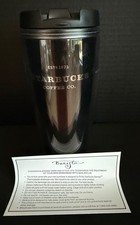 STARBUCKS COFFEE CO EST 1971 BARISTA - 2002 Black TRAVEL TUMBLER MUG Collectable picture
