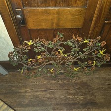 VTG MCM Large Metal Branch Wall Sculpture Hummingbirds Flowers Art 51x28 RARE picture