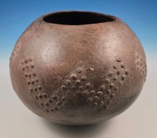 Large Authentic Zulu Ukhamba Beer Pot Clay Pottery Vessel South Africa Zig-Zag picture