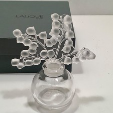 Lalique Perfume Bottle Vintage Lily of the Valley w Box Clear Crystal picture