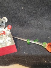 Lighted Crystal Bear on velvet base with red bow tie *Tested* -Free Shipping picture