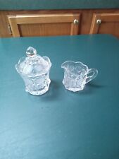 VTG Fostoria Clear Coin Glass Creamer and Sugar w/ Lid Set picture