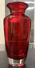 Teleflora Accents stunning 9.5”tallRuby Red Valentines clear base flared  top picture