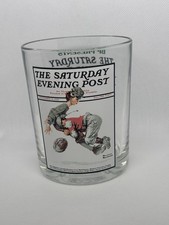 Vtg Norman Rockwell Glass Saturday Evening Post Tackled 1925 Football Tumbler picture