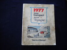 1977 DODGE COMPACT - PLYMOUTH VOYAGER SERVICE MANUAL - SOFTCOVER - KD 8012 picture