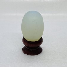 Vintage 1970s Frosted Crystal Glass Egg 2” Mantle Display Art Decor C3 picture