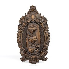 Three Sacred Hearts Wall Plaque Religious Handmade Holy Family 10 Inch Vintage picture