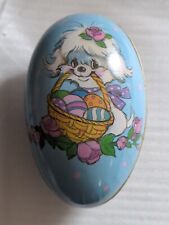 Vintage EASTER EGG  Dog w/ Basket. Metal Candy Container  picture