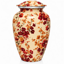 Cremation Large Urn Red Floral Blossom Style Adult Human Ashes Urns for Love One picture
