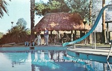 1960s Phoenix Arizona Kon Tiki Hotel Motel swimming Pool Petley Postcard 25-4947 picture