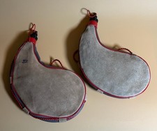 2 Vtg Leather Bota Bag Canteens Made in Spain Suede Wineskin 1 NEW 1 USED picture