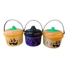 Vintage 1993 McDonalds Halloween Boo Buckets Lot of 3 McBoo Pails Lids Handles picture