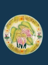 Vintage Kani of Hawaii Ceramic Plate 3D Anthurium Flower Hand Painted Kona Art picture
