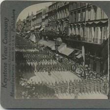 American Soldiers Parade in Paris, c1910, Conflicts & Wars, Stereoview picture