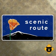 California poppy scenic route text highway marker road sign 1971 mountain 16x8 picture