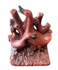 Vintage Cast Iron Goose Geese or Duck Doorstop Red Country Farm Rustic Decor picture
