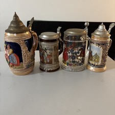 Vintage Gerz Beer Steins Lot of 4 With lids– Never Used No Damage picture