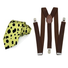 GDAMSTO Kento Nanami Necktie Tie and Suspenders Anime Cosplay One Size, Brown picture