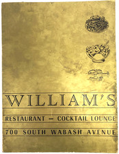 1940s WILLIAM'S RESTAURANT vintage dinner menu CHICAGO, ILLINOIS - 700 S. Wabash picture
