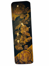 Vintage Asian Gold Black Lacquer Box picture