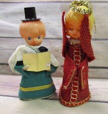 Vintage Christmas Ornaments Figures Boy Singing Carols and Angel picture