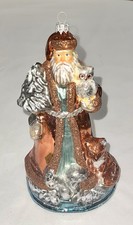 Woodland Santa W/Animals Squirrel, Fox, Owl 7” Glass Ornament Dillard’s picture