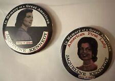 VTG 2 JACKIE JACQUELINE KENNEDY ONASSIS 1929-1994 PINBACK BUTTON PIN MEMORIAL 3” picture