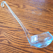 Antique Clear Glass Ladle 13 in Long, Glass Handle With Pour Spout picture
