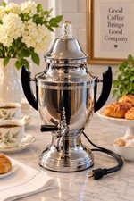 Vintage Farberware Set No. 40 Electric Coffee Urn Chrome Black Handles Read picture