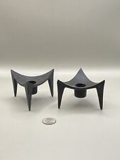 Vintage Dansk Style Mid Century Modern Cast Iron Tripod Candle Holder Pair Z2 picture