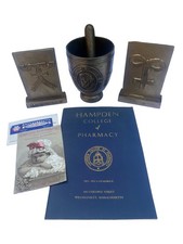 Vintage Apothecary Pharmacy Collectibles Lot Schering Hampden College Bronze Car picture