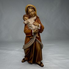 LEPI Nazarene Nativity Woman w/ Child  Wood Carved Hand Painted Italy 5” picture