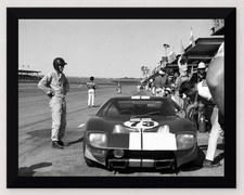 12X9.5 FRAMED 1965 DAYTONA KEN MILES PITS FORD GT40 SHELBY AMERICAN PHOTO REPRO picture