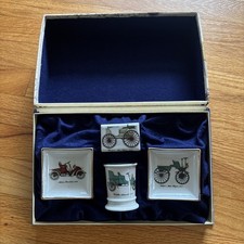 Vtg Set of 4 pieces antique car motive gold plated Porcelaine De Paris France picture