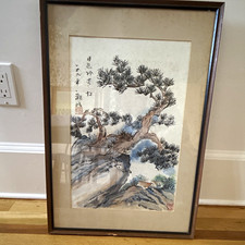 Chinese Framed Ink & Watercolor Landscape Painting, Guo Fan Original picture