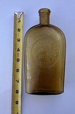 Antique 1880s Grove Ward Hotel Chester Pa Amber Whiskey Flask  picture