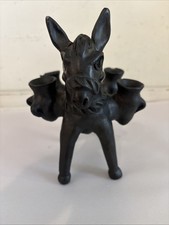 Vintage Oaxacan Black Clay Donkey Mexican Folk Art Figurine 7” H picture