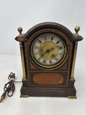 Manning Bowman 1930s Vintage Inlay Wood /Brass Electric Clock 923, Working picture