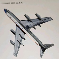Convair 990 Picture Out of Print Aircraft Spec Info Sheet Decor Vtg Article     picture