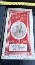 Antique Rare 1913 Hotel Bristol NYC Points To New York & Guide To Best NY Hotels picture